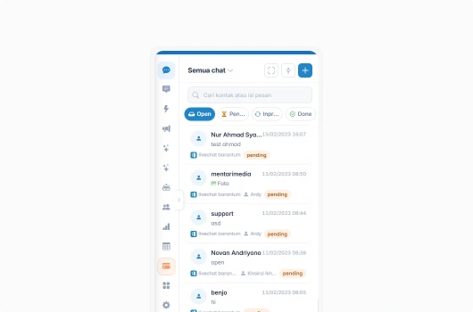 Pesan Messenger dikelola bersama Instagram WhatsApp Telegram dan Live Chat di Barantum