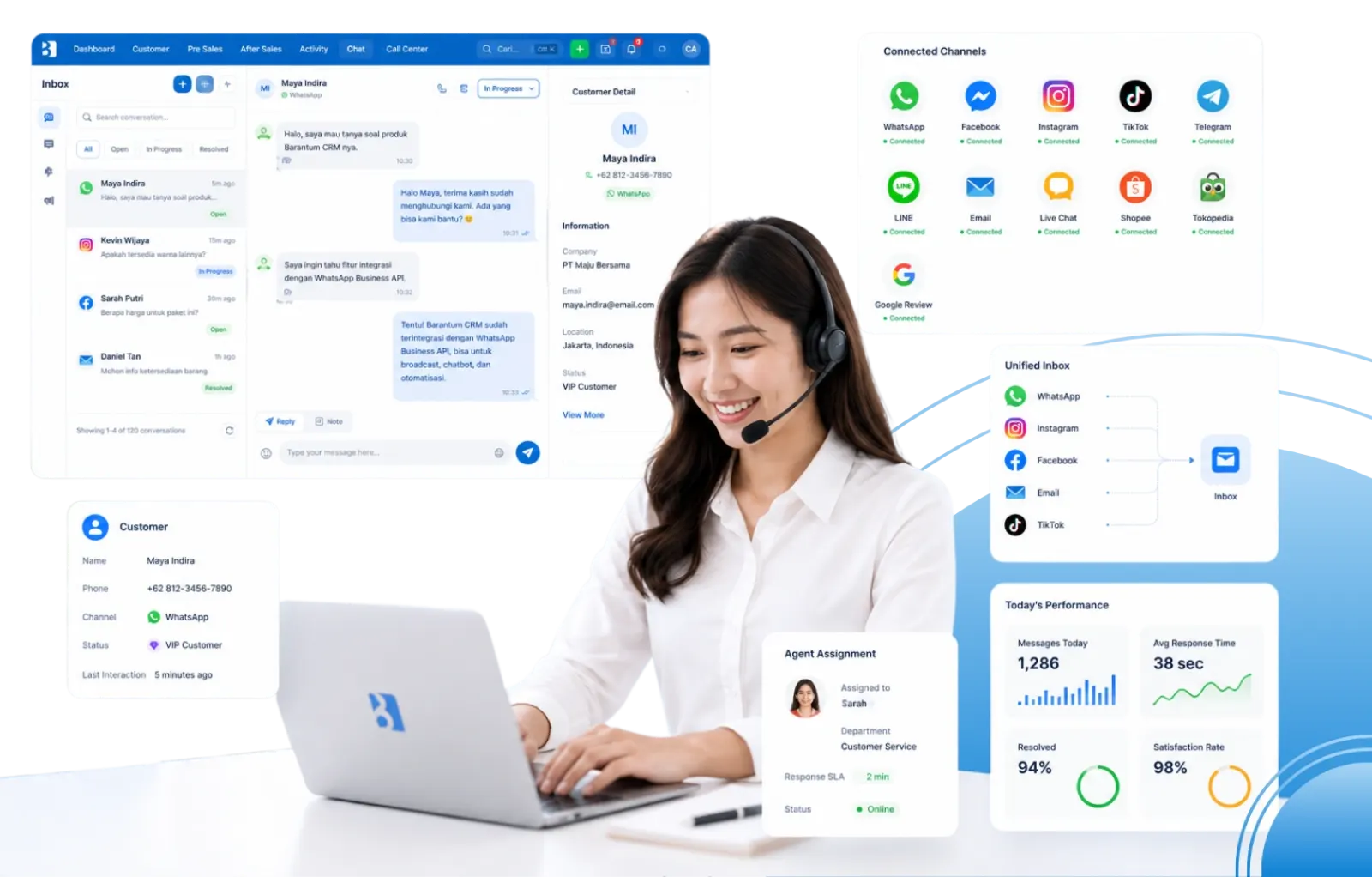 Dashboard multi channel inbox Barantum untuk kelola semua pesan pelanggan