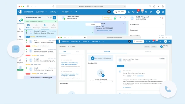 Aplikasi call center terintegrasi CRM Barantum