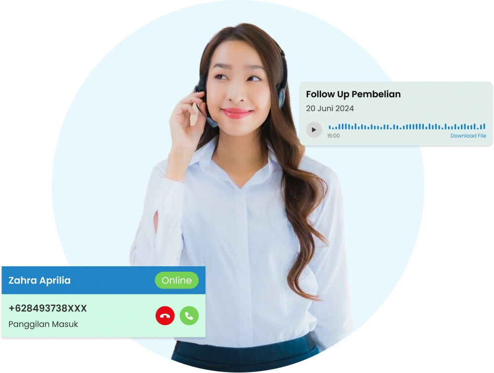 Dashboard aplikasi call center Barantum untuk kelola panggilan bisnis