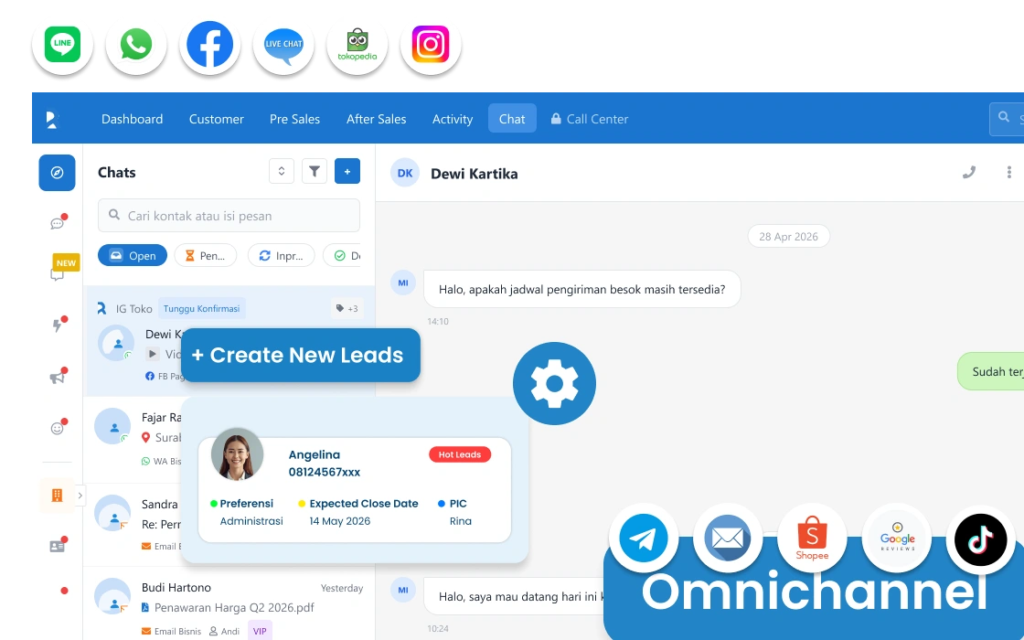 Dashboard CRM Barantum untuk ekspedisi dan cargo