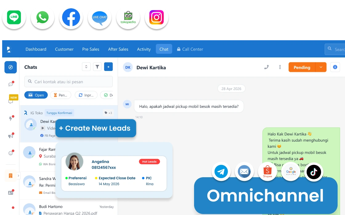 Iklan Click to WhatsApp untuk bisnis rental mobil — langsung terhubung ke agen dari Facebook dan Instagram Ads